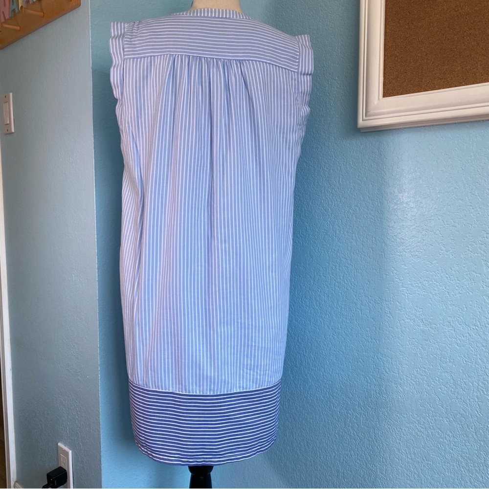 LOFT blue & white striped henley shift dress NWOT Sz. PS [c] - Picture 6 of 10